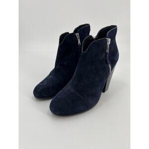 Rag & Bone Margot Boots Sz 38 Blue Suede Heels Ankle Booties